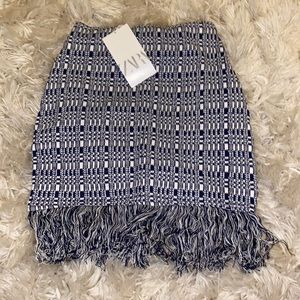 NWT zara fringe skirt in navy and blue